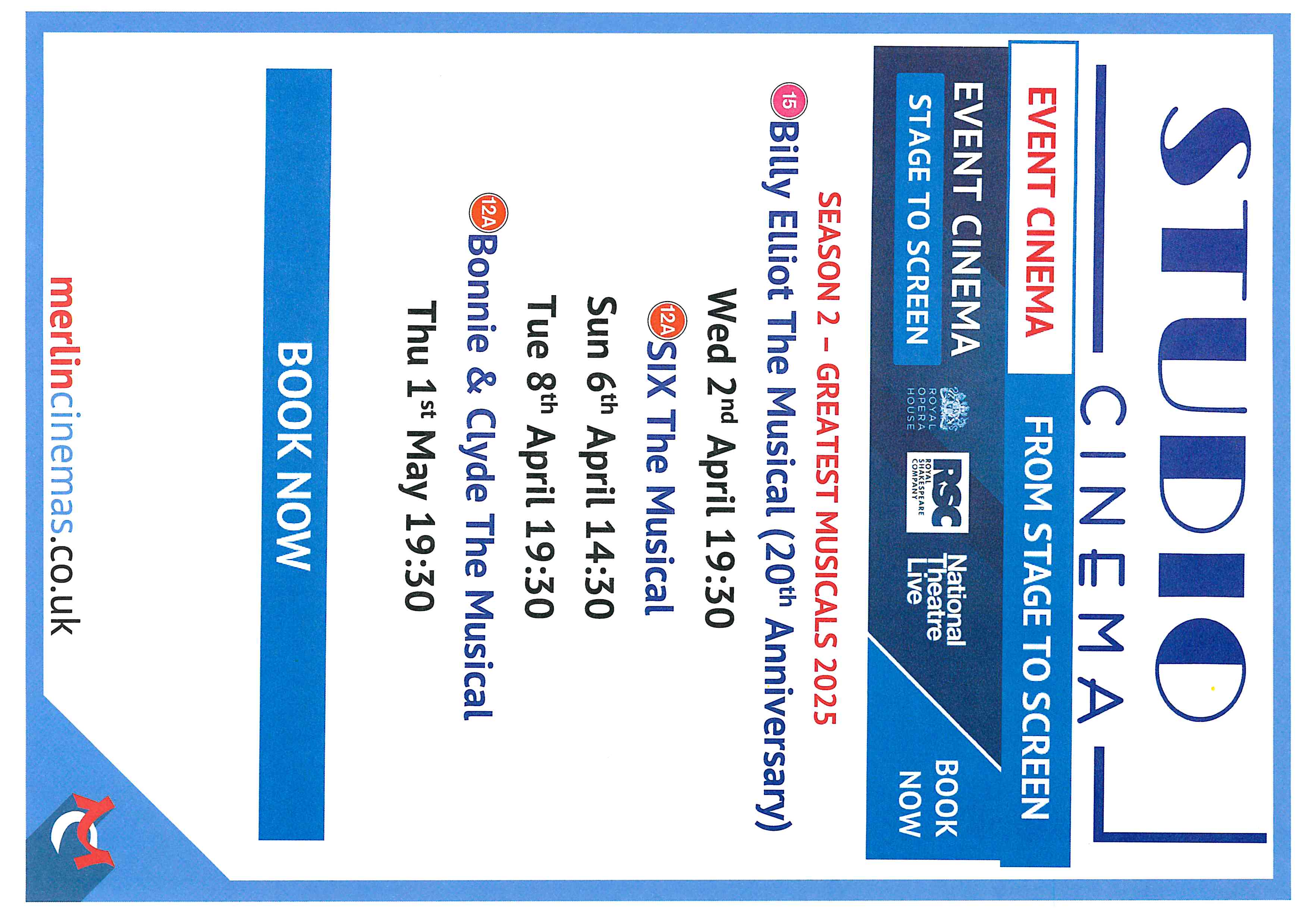 Event cinema listings on at Studio Cinema in Coleford. Visit www.merlincinemas.co.uk